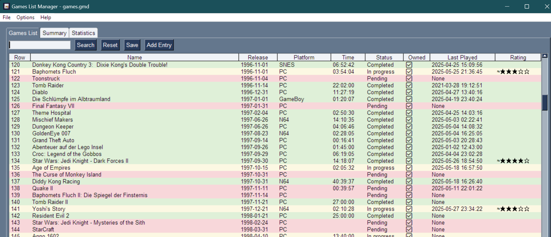 Games List View