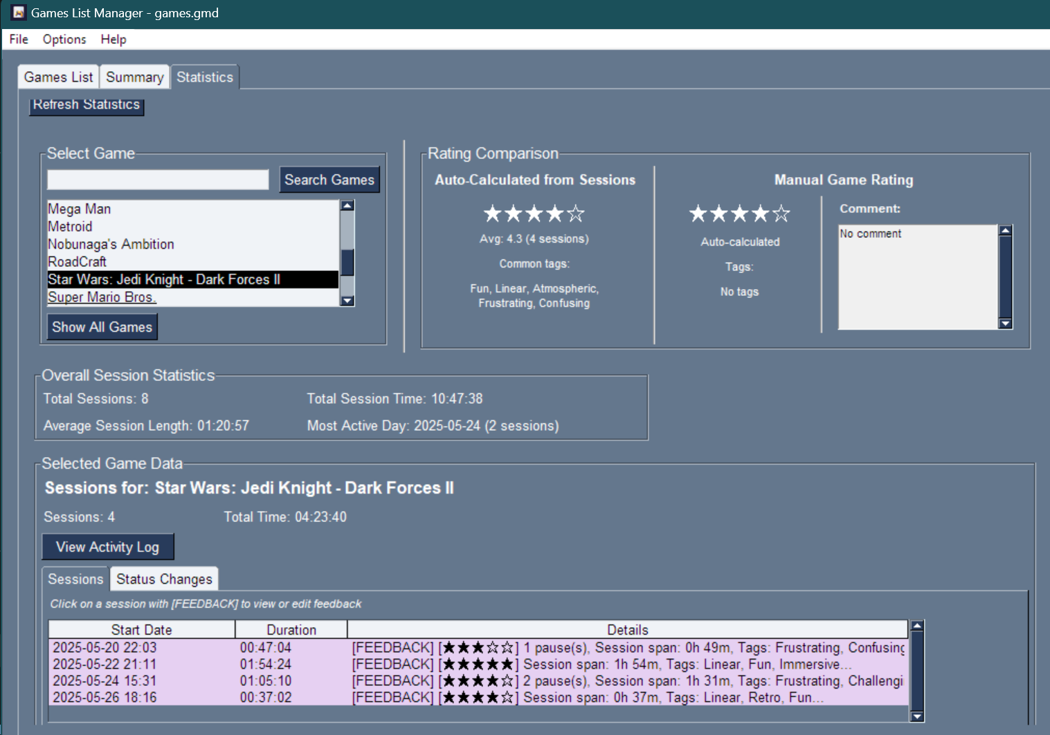 Statistics View